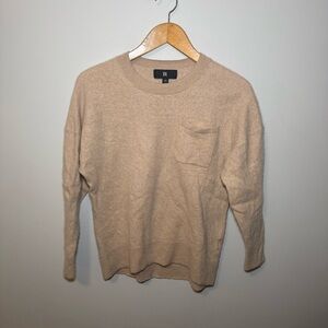 Banana Republic Women's Beige Crewneck 100% Cashmere 3/4 Sleeve Sweater | XS